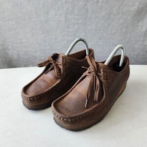 Clarks Wallabee Shoes Womens Size 9 Brown Beeswax Leather Crepe Sole Originals